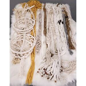 HUGE LOT 15 Vintage Macrame Hanging Plant Holder 70s Mod Home Decor Boho Decor